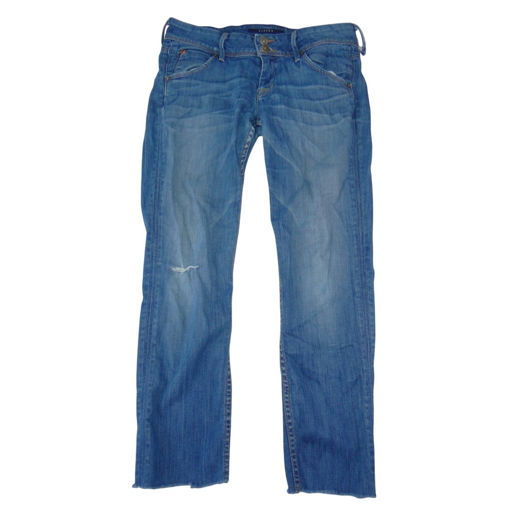 Hudson Jeans Womens‎ 28 Flap Pocket Blue Distressed Raw Hem Low Rise Jeans 3238